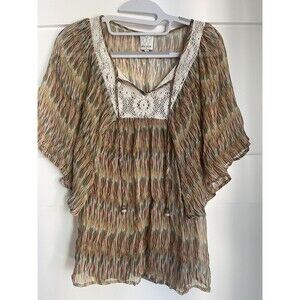 Ella Moss Sheer Lace Top Blouse XS Boho Beach Anthropologie
